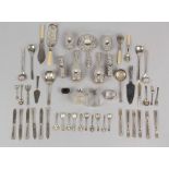 Property of a lady - a box containing assorted silver & silver mounted items including a seven-piece