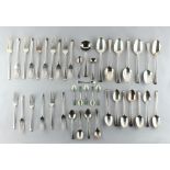 Property of a lady - a composite thirty-four piece silver Old English pattern cutlery set, Victorian