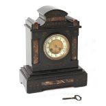 Property of a deceased estate - a 19th century slate & marble cased mantel clock, with French 8-