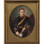 Property of a deceased estate - a 19th century portrait miniature depicting a seated military