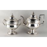 Property of a gentleman - an early 19th century American silver coffee pot and matching sucrier,