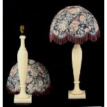 Property of a deceased estate - a pair of alabaster table lamps of slender fluted baluster form,