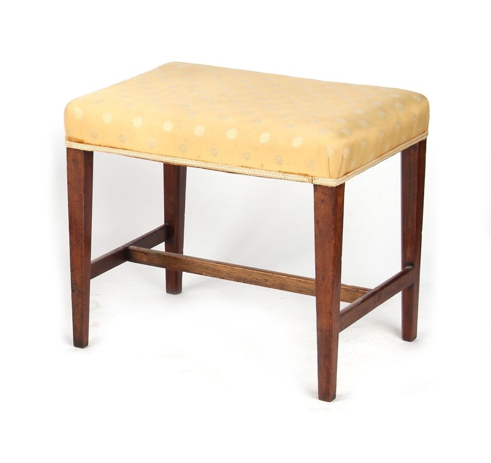 Property of a lady - an early 19th century George III fruitwood & upholstered rectangular stool,