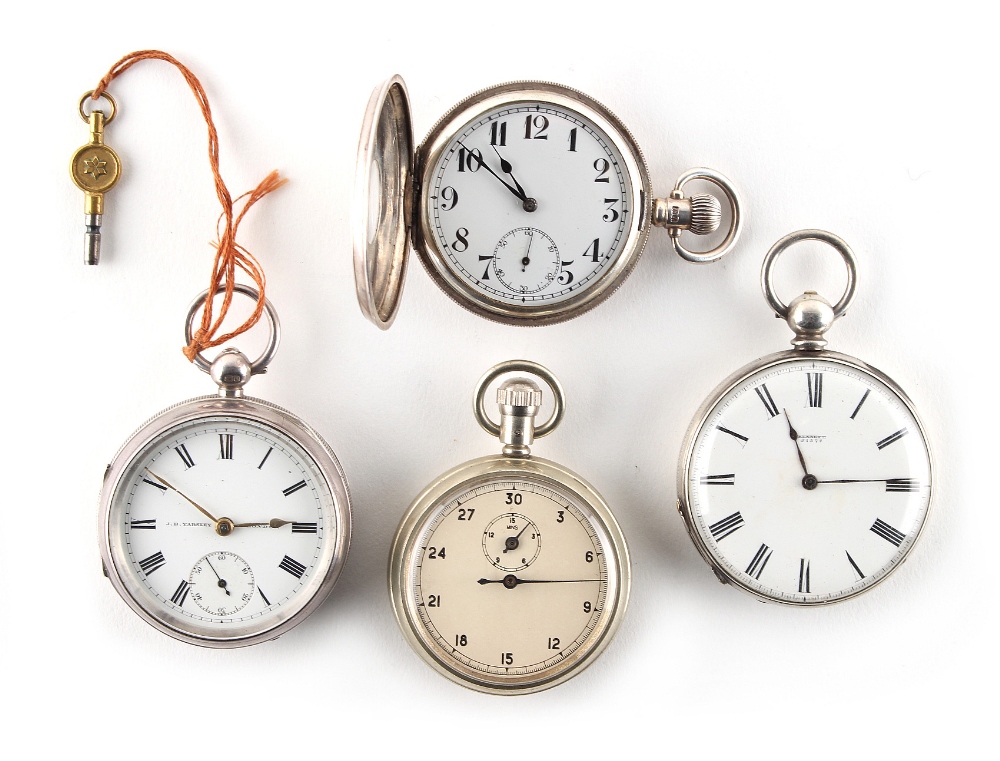 Property of a lady - three pocket watches comprising a silver cased key wind pocket watch by J.B.