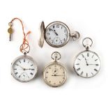 Property of a lady - three pocket watches comprising a silver cased key wind pocket watch by J.B.