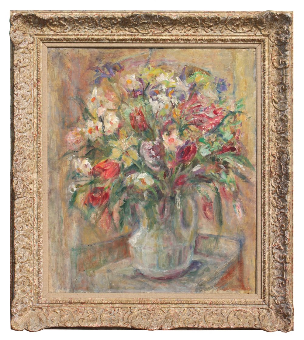 Property of a lady - Kathleen Browne (1905-2007) - STILL LIFE OF FLOWERS IN A VASE - oil on