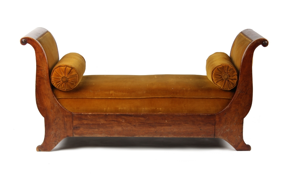 Property of a deceased estate - a 19th century French walnut day bed, 64.2ins. (163cms.) long (see