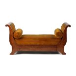 Property of a deceased estate - a 19th century French walnut day bed, 64.2ins. (163cms.) long (see