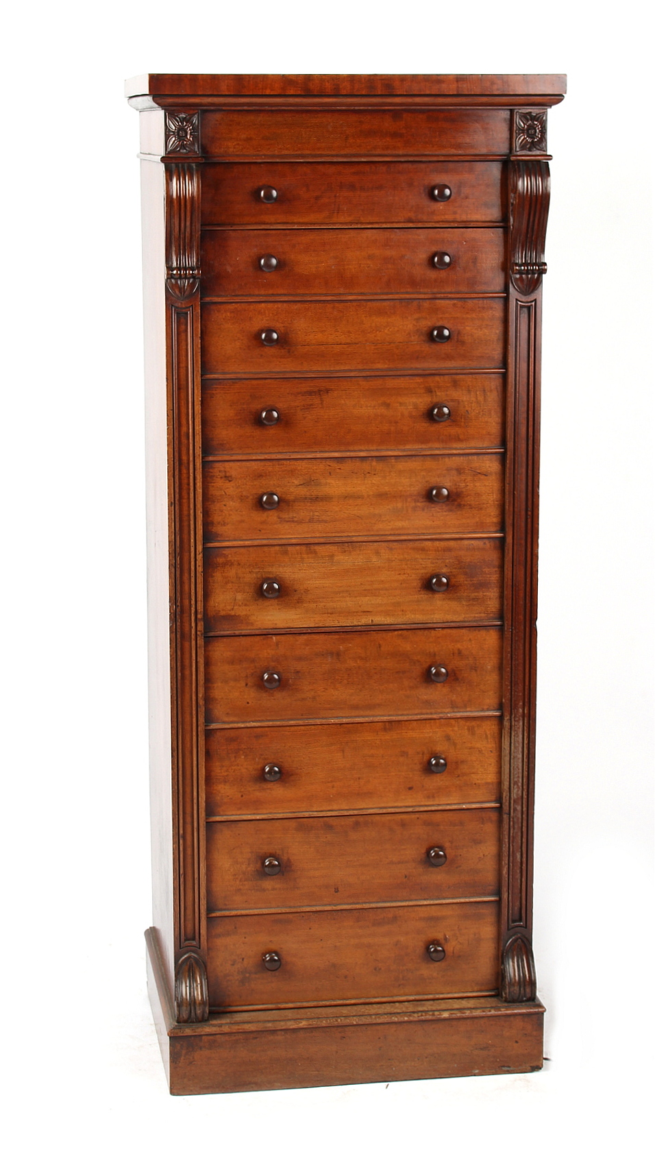 Property of a lady - a Victorian mahogany fall-front secretaire wellington chest, 23.75ins. (60. - Image 2 of 2