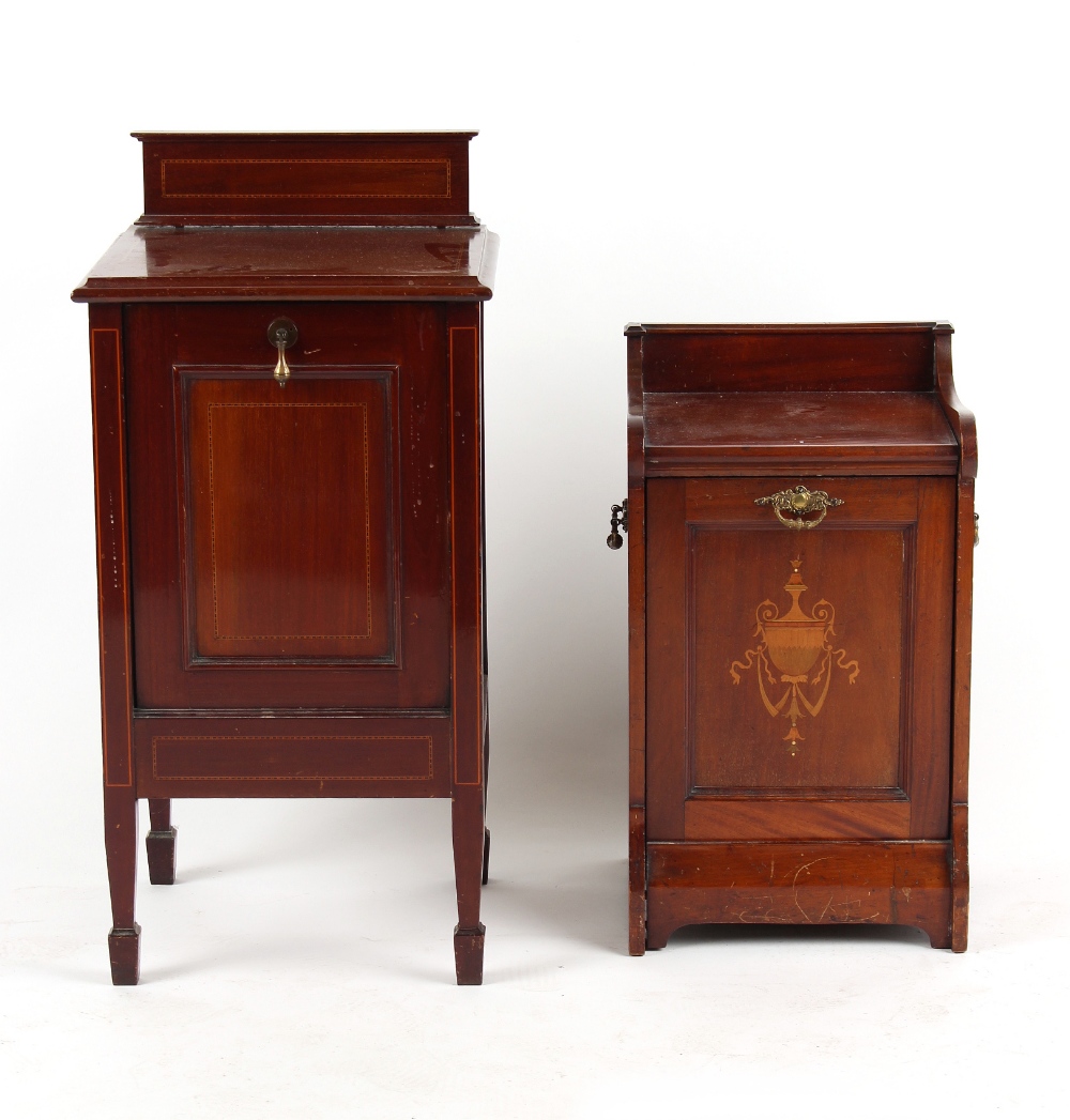 Property of a deceased estate - two Edwardian mahogany & inlaid purdoniums (2).