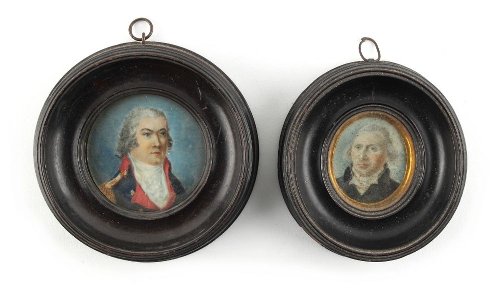Property of a deceased estate - two 18th century portrait miniatures, one depicting Lieutenant-
