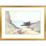 Frederick John Widgery (1861-1942) - 'HEADLAND ROCKS, NEWQUAY' - gouache, 19.5 by 29.25ins. (49.5 by