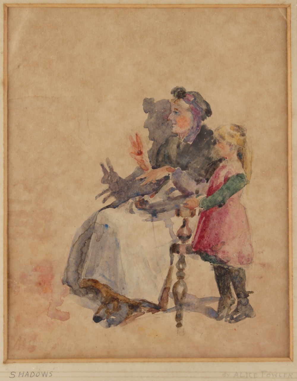 Property of a gentleman - Alice Fowler (early 20th century) - 'SHADOWS' - watercolour, 9.85 by 7.