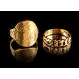 Property of a lady - an 18ct gold & George V 1914 half sovereign ring; together with an 18ct gold