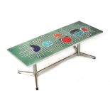 Property of a lady - a modern metal rectangular topped coffee table with ceramic tile top, 48.25ins.