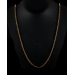 Property of a lady - an 18ct gold box link chain necklace, 28.35ins. (72cms.) long, approximately