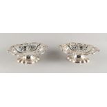 Property of a deceased estate - a pair of Victorian silver pierced pedestal bonbon dishes, Sheffield