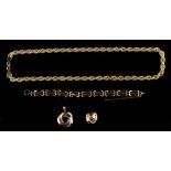 Property of a deceased estate - a 9ct gold chain necklace; together with a 9ct three colour gold