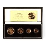 Property of a lady - gold coins - a 1985 Royal Mint cased four coin gold proof set, comprising