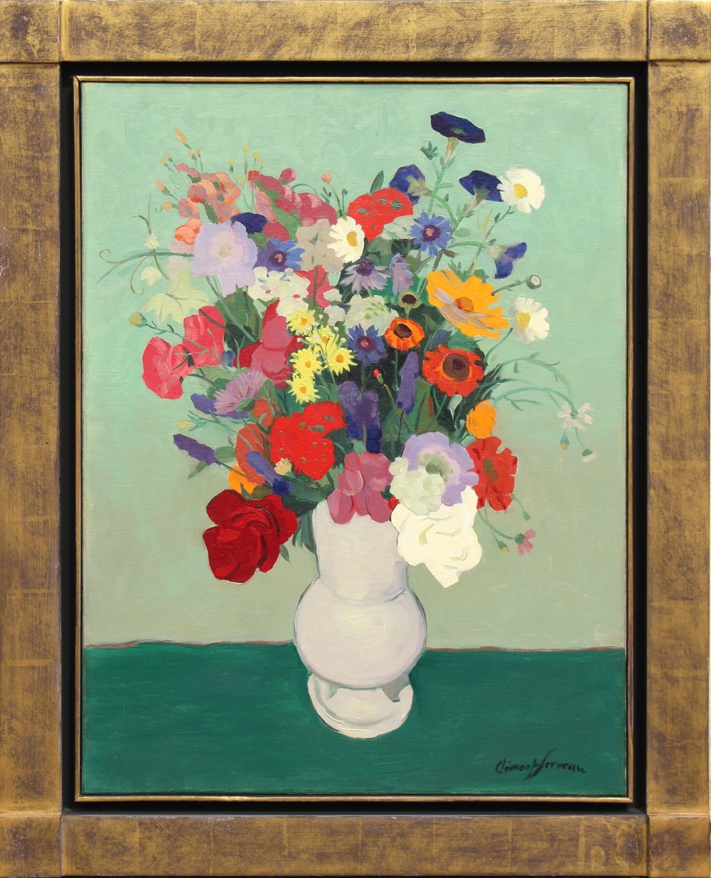 ARR - Clement Serveau (1886-1972) - STILL LIFE OF SUMMER FLOWERS IN A VASE - oil on canvas, 28.55 by