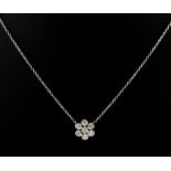 A Tiffany & Co. platinum & diamond Enchant flowerhead necklace, set with seven round brilliant cut