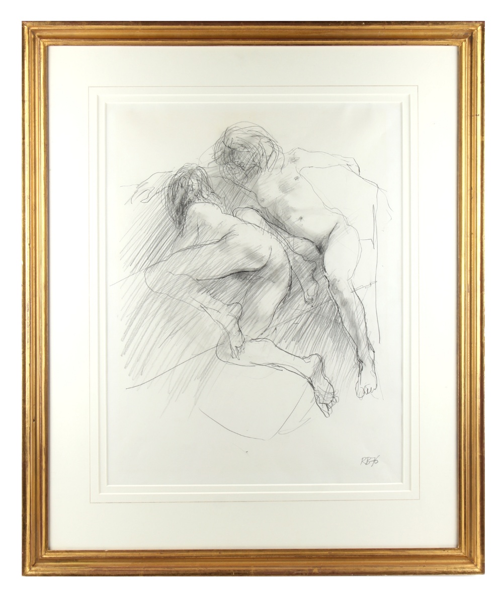 ARR - Ralph Brown (1928-2013) - TWO RECLINING FEMALE NUDES - drawing, 20.1 by 15.35ins. (51 by