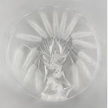 Property of a deceased estate - an art glass dish decorated with wheat ears, indistinct etched