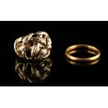 Property of a lady - a 14ct yellow gold lattice ring, approximately 5.7 grams, size K; together with