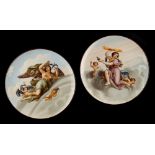 Property of a gentleman - a pair of Berlin KPM painted circular plaques or wall plates, entitled '