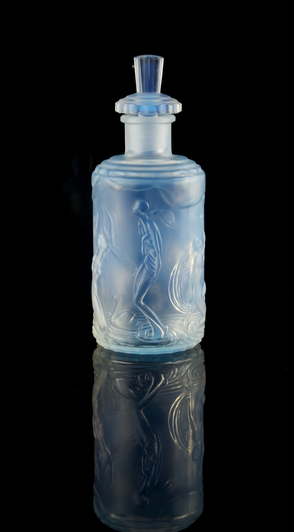 Property of a gentleman - a Sabino opalescent glass scent bottle, etched mark 'Sabino / Paris', 3.