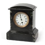 Property of a gentleman - a 19th century slate & verde antico marble cased 8-day mantel clock