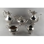 Property of a lady - a good late Victorian silver plated five piece tea and coffee set, circa