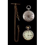 Property of a lady - a Victorian silver cased pocket watch with silvered dial & chain fusee