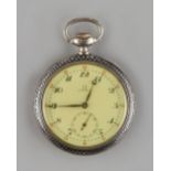 Property of a deceased estate - an Omega silver & niello cased keyless wind pocket watch, with