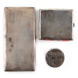 Property of a lady - two silver cigarette cases, approximately 395 grams together; together with a