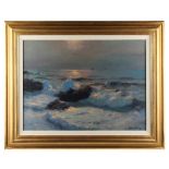 Julius Olsson (1864-1942) - CORNISH SEASCAPE - oil on canvas, lined, 17.9 by 24ins. (45.5 by