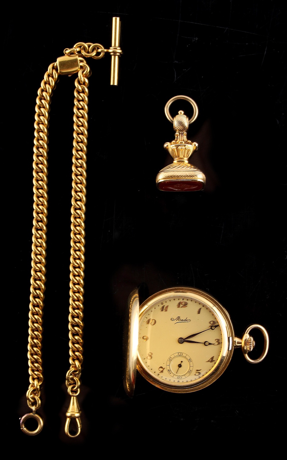 Property of a lady - a Swiss Mado 18ct gold cased pocket watch, with subsidiary seconds dial,
