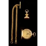 Property of a lady - a Swiss Mado 18ct gold cased pocket watch, with subsidiary seconds dial,