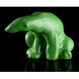 Property of a gentleman - an Art Deco style green glazed pottery model of a polar bear, 6.5ins. (