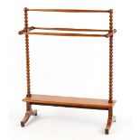 Property of a deceased estate - a late Victorian oak bobbin turned towel rail.