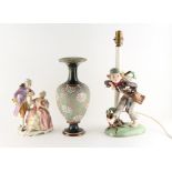 Property of a gentleman - a Dakon ceramic figural table lamp, the pottery 12.6ins. (32cms.) high,