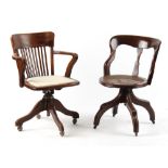 Property of a lady - two early 20th century office swivel chairs (2).