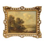 Property of a lady - Richard Hilder (1813-1852) - RIVER SCENE WITH ANGLER AND OTHER FIGURES - oil on