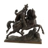 Property of a lady - a late 19th/early 20th century French patinated bronze equestrian figure,