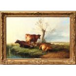 Property of a lady - Thomas Sidney Cooper R.A. (1803-1902) - CATTLE RESTING ON A RIVER BANK, WITH