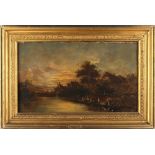 Property of a deceased estate - Dutch school (19th century) - A RIVER SCENE WITH FIGURES IN BOATS
