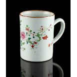Property of a deceased estate - an 18th century Chinese famille rose mug or tankard, painted with