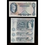 A private collection of GB banknotes - three Bank of England J.B. Page Five Pounds (ï¿½5) banknotes;