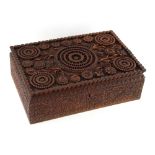 Property of a gentleman - a well carved early 20th century Indian teak rectangular box with interior