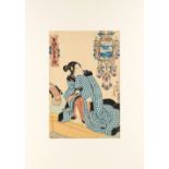 Utagawa Kunisada I (1786-1865) - COMPARISONS OF BEAUTIES AND LANDSCAPES OF JAPAN - woodblock